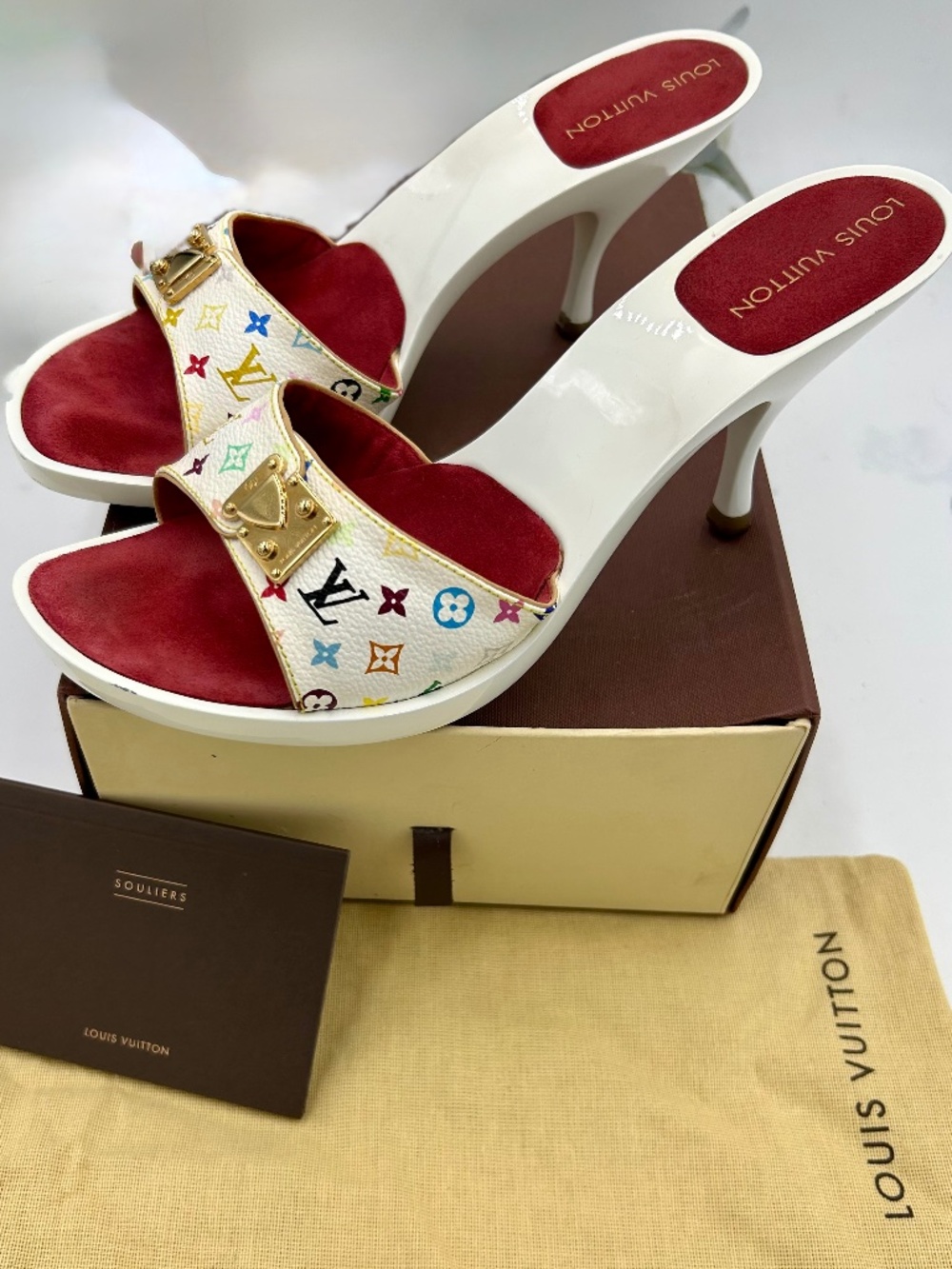 Women’s Louis Vuitton X Murakami  Mules. Size 40.5 fits 10 US. Made in France.